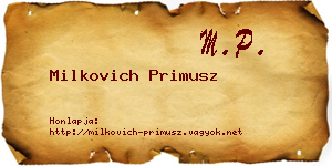 Milkovich Primusz névjegykártya